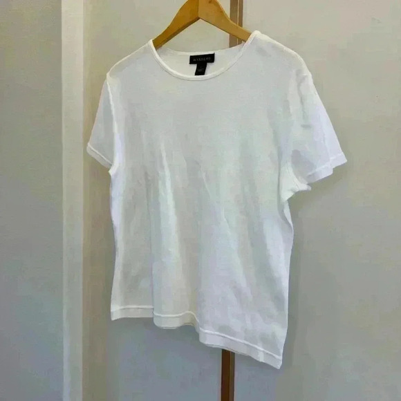 Harold’s Women's White Crew Neck Tee Size L Casual Solid T-Shirt - Picture 2 of 10